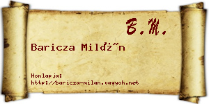 Baricza Milán névjegykártya